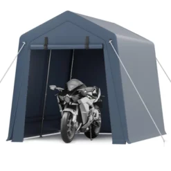 Outdoor Storage Shed, Portable Carport W/Roll-up Ventilated Zipper Door&Windows,Heavy Duty Waterproof Tarp,Storage Sheds For Motorcycle,Bike,Firewood -Homfan GUEST 020681e7 811d 4f25 841a acf0147fdcca