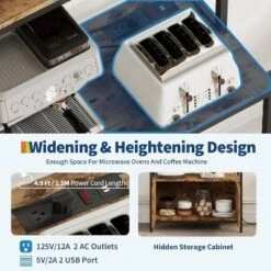 5-Tier Bakers Rack With Power Outlet, Kitchen Storage Cabinet & Coffee Bar Station With Microwave Stand Shelves -Homfan GUEST 0217da2a b2c0 42ff b623 fe404022b404