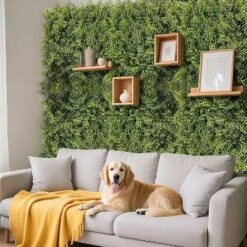 20x20" Artificial Grass Panel - Tropical Fern Privacy Screen W/Zip Ties, Faux Greenery Backdrop For Indoor/Outdoor, Wedding, Garden Decor