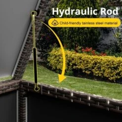 Outdoor Storage Deck Box, 80 Gallon Rattan Patio Furniture Storage Bins With Lid, Waterproof Outside Organizer Cabinet With Wheels And Handle -Homfan GUEST 03d83999 2969 4d44 b9fb 700df1167f4b