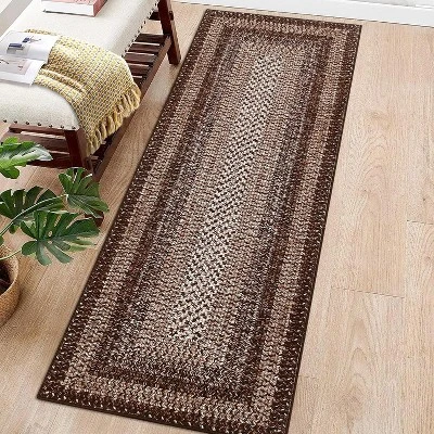 Non-Slip Kitchen Runner Rug, Washable Boho Vintage Rug With Rubber Backing For Hallway, Entryway, Laundry Room 4 Non-Slip Kitchen Runner Rug, Washable Boho Vintage Rug With Rubber Backing For Hallway, Entryway, Laundry Room - Image 2