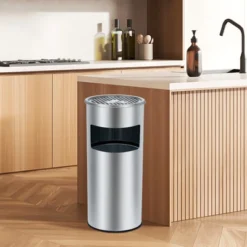 4.5 Gallon / 17L Indoor Outdoor Trash Can – Commercial Stainless Steel Garbage Can With Removable Inner Bucket, Ashtray,Waste Bin Container For Patio -Homfan GUEST 056f071f 1b66 43e6 9325 3fecd9393669