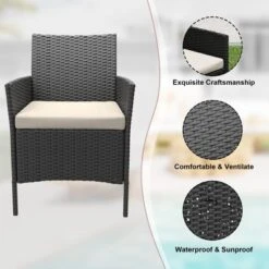 Homfan 3 Piece Outdoor Patio Furniture Set, Wicker Bistro Table And Chairs Set, Patio Conversation Sets For Garden Front Porch Backyard Poolside Deck -Homfan GUEST 066cd899 ec78 446d add9 078fbeb6a576