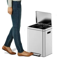 Gal Dual Compartment Trash Can - Stainless Steel W/ Soft-Close Lid, Removable Buckets - Hands-Free Kitchen/Office Bin 9 Gal Dual Compartment Trash Can - Stainless Steel W/ Soft-Close Lid, Removable Buckets - Hands-Free Kitchen/Office Bin -Homfan GUEST 0792e56a 69e4 4899 8b7d 471d26ab7693