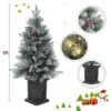 3 Ft Prelit Artificial Christmas Tree, Potted Fake Snow Flocked Christmas Tree With 78 LED Lights, Small Tabletop Battery-Powered Lighted Xmas Tree -Homfan GUEST 08365526 a994 4777 98bf 99a31b90c88b