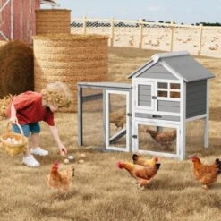 2-Tier Rabbit & Chicken Cage - Weatherproof, 4 Doors, Ramp, Pull-Out Tray For Pets -Homfan GUEST 0869a17b 3cb5 406d 9ce3 72c08a2110af