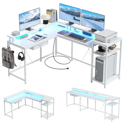 L Shaped Gaming Desk,68" Computer Desk, Home Office Desk With File Drawer, Corner Desk With Monitor Shelf And Hook, Two Person Desk 11 L Shaped Gaming Desk,68" Computer Desk, Home Office Desk With File Drawer, Corner Desk With Monitor Shelf And Hook, Two Person Desk - Image 9