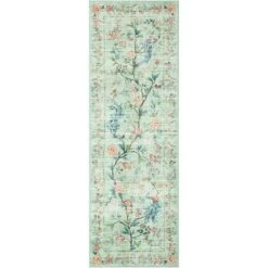 Washable Floral Peacock Print Rug - Low Pile Reversible Accent Carpet For Bedroom, Kitchen, Nursery & Living Room -Homfan GUEST 09dc5e4b f20b 4a65 b8e6 1d1cd135a9c7