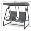Homfan 2-Person Patio Swing Chair With Adjustable Canopy - Heavy Duty Outdoor Swing Glider With Removable Cushions, Dark Grey -Homfan GUEST 0b028782 efa8 4fe4 8d69 3ccb1d3443c8