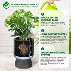 14.2" Tall Planters Set Of 2, Plant Pots, Self Watering Pots For Indoor Plants, Flower Pots With Built-in Drainage And A Water Level Monitor -Homfan GUEST 0e1717b4 7123 46ea a3c6 bdc0577d13ee