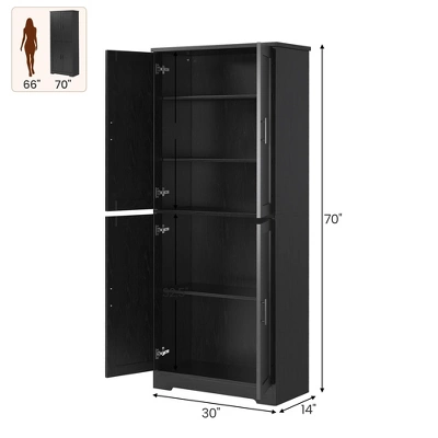 70" Tall Pantry Cabinet, Kitchen Pantry Storage Cabinets With 2 Door And 3 Adjustable Shelves, For Kitchen, Dining Room, Living Room And Bathroom 4 70" Tall Pantry Cabinet, Kitchen Pantry Storage Cabinets With 2 Door And 3 Adjustable Shelves, For Kitchen, Dining Room, Living Room And Bathroom - Image 2