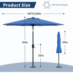 Homfan 9Ft Patio Umbrella - 8 Sturdy Ribs Outdoor Table Umbrella With Crank Lift & Push Button Tilt - Market Umbrella For Pool, Deck, Yard, Garden 22 Homfan 9Ft Patio Umbrella - 8 Sturdy Ribs Outdoor Table Umbrella With Crank Lift & Push Button Tilt - Market Umbrella For Pool, Deck, Yard, Garden -Homfan GUEST 0fc4fb25 e67f 4b52 bfba 1968b5489165