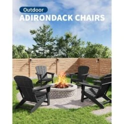 Homfan Modern HDPE Plastic Adirondack Chair - Poly Lumber Weather Resistant Firepit Chair - With Wooden Textured -Homfan GUEST 102f015f 2515 43e5 829b 6864840f0608