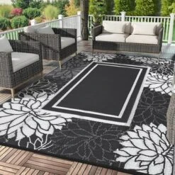 Homfan 8'x10' Outdoor Rug - Waterproof Reversible For Patio, RV, Deck