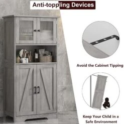 Homfan Tall Bathroom Cabinet,Freestanding Storage Cabinet With Glass Doors And Adjustable Shelves, Modern Cupboard For Kitchen, Pantry, Living Room -Homfan GUEST 11313ab5 d190 4ddb b8e4 03037e2f1d6c