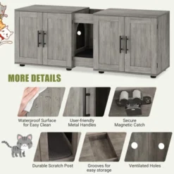 Cat Litter Box Enclosure Furniture For 2 Cats,Hiddden Cat Litter Box Enclosure Furniture 3-IN-1 Wooden Cat Litter Cabinet W/Barn Door&Double Rooms -Homfan GUEST 116ead7c 0220 45b4 9361 7884fd202a78