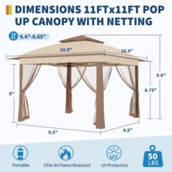 Outdoor Canopy Tent With Mosquito Netting, Pop Up Instant Gazebo Waterproof With Portable Carrying Bag, Outdoor Gazebo Tent For Backyard -Homfan GUEST 11cffaea 32aa 4a82 9cfa 0f9dae4bac7d