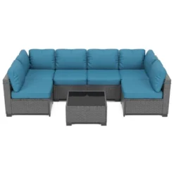 Homfan 7 Piece Outdoor Patio Furniture Set, PE Rattan Conversation Sofa Set, Wicker Patio Set W/Thick Cushions & Glass Top Coffee Table 25 Homfan 7 Piece Outdoor Patio Furniture Set, PE Rattan Conversation Sofa Set, Wicker Patio Set W/Thick Cushions & Glass Top Coffee Table -Homfan GUEST 1250e64c 086c 4478 9f11 b3213959a28e