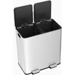 60L/16 Gal Dual Compartment Trash Can - Stainless Steel Step Bin W/ Removable Baskets & Lid - Kitchen/Office Waste Bin -Homfan GUEST 125bb28c bdd1 4a2f 82cf 6c4571d4fb1a