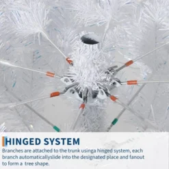 Pre-Lit Snowy White Christmas Tree — 150 LED Lights, 288 Snowy Branch Tips, Metal Stand, Indoor/Outdoor Holiday Decor,4.5FT/6FT/7.5FT/9FT -Homfan GUEST 12a90161 5d8a 42c0 ba4c e5a526e7a015