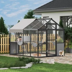 Extra Large Outdoor Catio - Weatherproof Aluminum Enclosure W/UV Roof, Side Door, Platforms & Walk-In Design For Multiple Cats -Homfan GUEST 1368cf79 37f0 46fd acb6 34b581a76f7e
