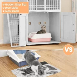 Modern 2 Tier Cat Litter Box Enclosure,Hidden Litter Box Furniture With Two Floors, Fits 22” X 17” Litter Box & Cat,Suitable For Living Room,Balcony -Homfan GUEST 14f5f08a 4a3f 4522 b071 9cd27e2b9999