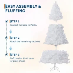 Pre-Lit Snowy White Christmas Tree — 150 LED Lights, 288 Snowy Branch Tips, Metal Stand, Indoor/Outdoor Holiday Decor,4.5FT/6FT/7.5FT/9FT -Homfan GUEST 15ca931f c35d 452e b2ae d218125055c2