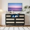 Modern Rattan 6-Drawer Dresser W/ LED Light, Deep Drawers, Wooden Double Dressers For Bedroom, Nursery, Living Room -Homfan GUEST 15ec6bfe 7589 4414 af40 d2e0f3b4156d