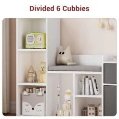 Kids Bookshelf, Children Bookcase With Soft Cushion Seat – Children’s Toy Storage Cubby & Reading Nook, 44.1" Kids Storage Cabinet For Playroom -Homfan GUEST 1795c038 12fa 4743 aa9d 40aff80b1863