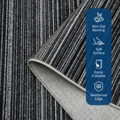 5*7 Kitchen Rug Washable Rug Non Slip Neutral Area Rugs For Front Door Entryway Hallway Distressed Striped Mat Low Pile Farmhouse Black -Homfan GUEST 18610001 3b69 4687 a248 488e5e2a1d77