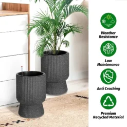 14.2" Tall Planters Set Of 2, Plant Pots, Self Watering Pots For Indoor Plants, Flower Pots With Built-in Drainage And A Water Level Monitor -Homfan GUEST 18b1ff4b c1be 4770 aed5 801fd313e8b9