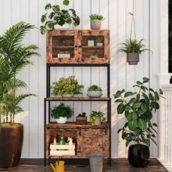 Industrial 6-Tier Bakers Rack With Power Outlet, 63" Coffee Bar & Microwave Stand With Storage Cabinet For Kitchen -Homfan GUEST 19462e7a 6a1d 4c7b 9aa5 b1690d5fca8d