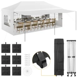 10x20 Pop Up Canopy Tent, Commercial Heavy Duty Canopy Tents For Parties With Roller Bag, 10x20 Tents With 6 Removable Sidewalls, 6 Sand Bags -Homfan GUEST 1a18a437 b636 44d8 af4b 21958f5533b3