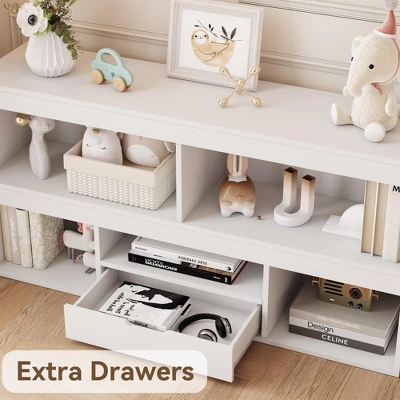 Kids Storage Organizer With Drawer, Toy Storage Shelf, 5 Cubes Storage Organizer, Wooden Storage Cabinet For Playroom, Classroom, Nursery, Kids Room 6 Kids Storage Organizer With Drawer, Toy Storage Shelf, 5 Cubes Storage Organizer, Wooden Storage Cabinet For Playroom, Classroom, Nursery, Kids Room - Image 4