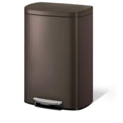 Trash Can - Slim Stainless Steel Bathroom Bin With Lid, Inner Bucket & Soft Close - Waterproof, Silver -Homfan GUEST 1c077c5a ba96 4b25 b1f7 48841ede6484