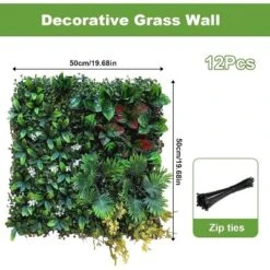 Artificial Grass Wall Panels,20"x 20"Boxwood Wall Panels With Mint Plant Leaves And Zip Ties,Faux Greenery Privacy Fence -Homfan GUEST 1c20a35a 5771 4f7e 98fc cb5019aac383