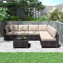 Homfan 7 Piece Outdoor Patio Furniture Set, PE Rattan Conversation Sofa Set, Wicker Patio Set W/Thick Cushions & Glass Top Coffee Table 20 Homfan 7 Piece Outdoor Patio Furniture Set, PE Rattan Conversation Sofa Set, Wicker Patio Set W/Thick Cushions & Glass Top Coffee Table -Homfan GUEST 1d3bfe25 ef16 4fd2 98c0 edc1f6bda444
