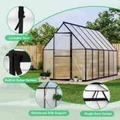 Homfan Aluminum Polycarbonate Greenhouse W/ Roof Vent - Heavy Duty Quick Setup Walk-in Greenhouse Kit For Outdoors 15 Homfan Aluminum Polycarbonate Greenhouse W/ Roof Vent - Heavy Duty Quick Setup Walk-in Greenhouse Kit For Outdoors -Homfan GUEST 1d3cd231 7f85 43fc 86a5 a1171cad17df