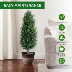 43.3 Inch Artificial Topiary Ball Tree With Spike,Artificial Cedar Tree For Home Decor, Indoor And Outdoor, Set Of 2 -Homfan GUEST 1f31303e f8b6 42a2 8efe 8692bac16d08
