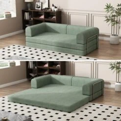 Convertible Corduroy Sleeper Sofa Bed: 3-Seater Futon With King Mattress. No-Assembly Fixed Frame For Living Room, Dorm & Studio. -Homfan GUEST 218ca90c 8bb7 421b 8397 af6c38c8a995