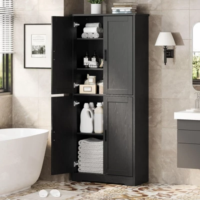 70" Tall Pantry Cabinet, Kitchen Pantry Storage Cabinets With 2 Door And 3 Adjustable Shelves, For Kitchen, Dining Room, Living Room And Bathroom 9 70" Tall Pantry Cabinet, Kitchen Pantry Storage Cabinets With 2 Door And 3 Adjustable Shelves, For Kitchen, Dining Room, Living Room And Bathroom - Image 7