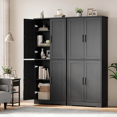 70" Tall Pantry Cabinet, Kitchen Pantry Storage Cabinets With 2 Door And 3 Adjustable Shelves, For Kitchen, Dining Room, Living Room And Bathroom 8 70" Tall Pantry Cabinet, Kitchen Pantry Storage Cabinets With 2 Door And 3 Adjustable Shelves, For Kitchen, Dining Room, Living Room And Bathroom - Image 6