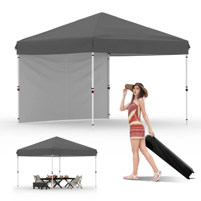 10'x10' Pop Up Canopy, Waterproof & UV-Resistant Outdoor Canopy With Center Lock And 1 Sidewalls, For Picnics, Camping, Beach, And Outdoor Gatherings 14 10'x10' Pop Up Canopy, Waterproof & UV-Resistant Outdoor Canopy With Center Lock And 1 Sidewalls, For Picnics, Camping, Beach, And Outdoor Gatherings - Image 12