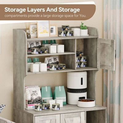 Litter Box Enclosure With Shelves And Doors, 2-in-1 Hidden Cat Litter Box Cabinet Furniture With Shelf,Indoor Cat House Wood Sturdy Pet Washroom 5 Litter Box Enclosure With Shelves And Doors, 2-in-1 Hidden Cat Litter Box Cabinet Furniture With Shelf,Indoor Cat House Wood Sturdy Pet Washroom - Image 3