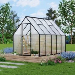 Aluminum-Framed Polycarbonate Greenhouse, Heavy Duty, With Quick Setup Structure And Roof Vent, Large Enhanced Aluminum GreenhouseKit For Outdoors -Homfan GUEST 27944085 6a0f 4217 a798 bbff845cd0da