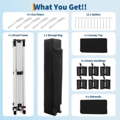 10x20 Pop Up Canopy Tent With 4 SideWalls, Heavy Duty Outdoor Canopy All Season Waterproof Commercial Street Vendors Party Tents With Roller Bag -Homfan GUEST 27f497ad e640 442e 922b d7fd35b9a671