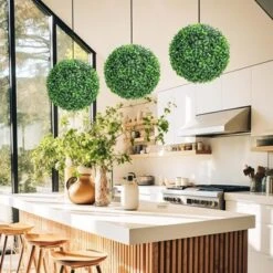 2-Pack Artificial Boxwood Topiary Balls, 15" / 19" Faux Greenery Spheres For Porch, Patio, Garden, Wedding Outdoor Decor
