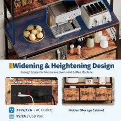 Industrial 5-Tier Bakers Rack With Power Outlet, Microwave Stand With Storage Cabinet & 10 Hooks For Kitchen Organization -Homfan GUEST 2a60c78d 13fc 4751 85ff 7e8ea2d5b9ce