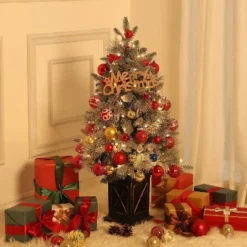 3 Ft Pre-Lit Christmas Tree, Artificial Christmas Trees W/Base, Xmas Trees W/78 LED Lights, Battery Operated&Timer Function, Christmas Decoration -Homfan GUEST 2b8070d8 5664 4645 adaf ef183e65e338
