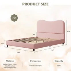 Homfan Kids Bed Frame, Upholstered Headboard, Low Profile Platform Bed, Soft Boucle Fabric, Wood Slats, Noise Free, No Box Spring -Homfan GUEST 2c1f48c7 4517 4de9 bf26 957a49d3adcc
